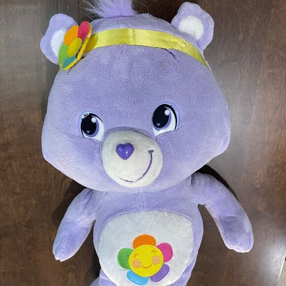 Care Bears True Harmony Bear 2008 24" Plush Floral Jumbo Stuffed Animal Purple - Picture 2 of 13